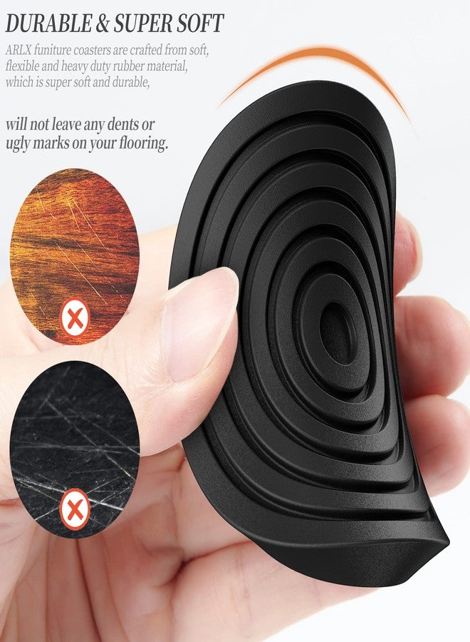 ARLX Furniture Coasters,Caster Cups,Furniture Leg Protectors 2.5 Inch 4pcs Rubber Pads no Slip for Hardwood Floors Black - Image 2